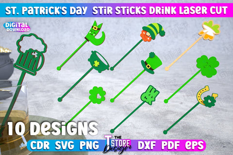 St Patrick's Day Sticks Stirring Drink Bundle | Drink Stirrers | Cocktail Stirrers | Drinks Markers | CNC Files SVG The T Store Design 