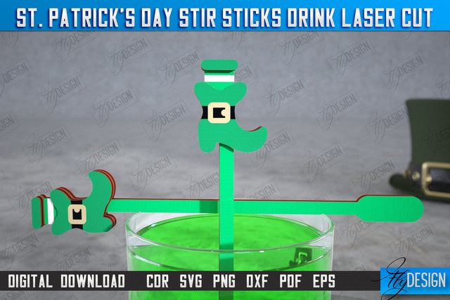 St Patrick's Day Sticks Stirring Drink | Drink Stirrers | Cocktail Stirrers | Drinks Markers | CNC File SVG Fly Design 