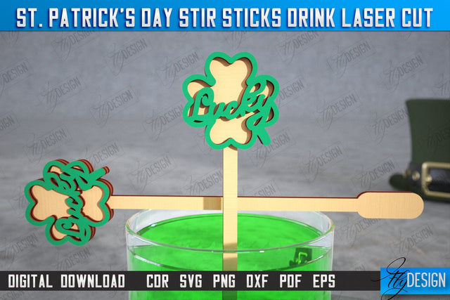 St Patrick's Day Sticks Stirring Drink | Drink Stirrers | Cocktail Stirrers | Drinks Markers | CNC File SVG Fly Design 