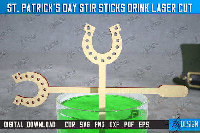 St Patrick's Day Sticks Stirring Drink | Drink Stirrers | Cocktail Stirrers | Drinks Markers | CNC File SVG Fly Design 