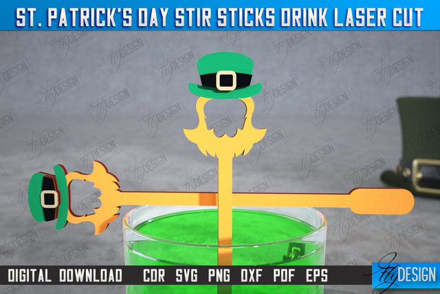 St Patrick's Day Sticks Stirring Drink | Drink Stirrers | Cocktail Stirrers | Drinks Markers | CNC File SVG Fly Design 