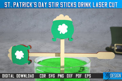 St Patrick's Day Sticks Stirring Drink | Drink Stirrers | Cocktail Stirrers | Drinks Markers | CNC File SVG Fly Design 