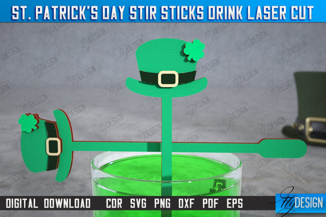 St Patrick's Day Sticks Stirring Drink | Drink Stirrers | Cocktail Stirrers | Drinks Markers | CNC File SVG Fly Design 