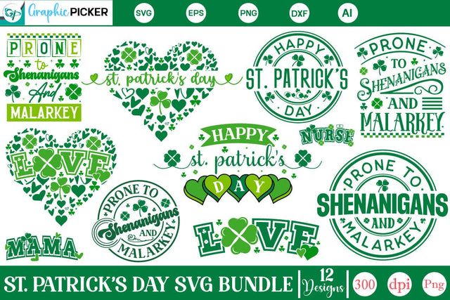 St. Patrick's Day SVG Bundle, Prone to Shenanigans, St. Patrick's Day, St. Patrick's Day svg designs, SVGs, Food & Drink, Print & Cut, Quotes and Sayings SVG DesignPlante 503 