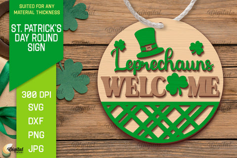 St. Patrick's Day SVG Bundle. Round Sign Laser Cut SVG Evgenyia Guschina 