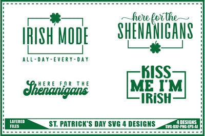 St. Patrick's Day Svg, Lucky Shamrock Svg 4 Designs SVG shah alam 