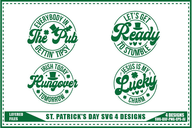 St. Patrick's Day Svg, Lucky Shamrock Svg 4 Designs SVG shah alam 