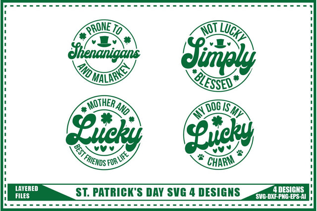 St. Patrick's Day Svg, Lucky Shamrock Svg 4 Designs SVG shah alam 