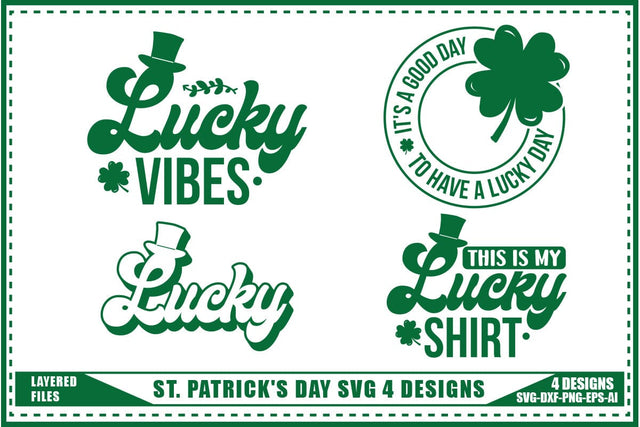 St. Patrick's Day Svg, Lucky Shamrock Svg 4 Designs SVG shah alam 