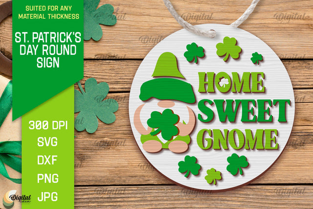 St. Patrick's Day SVG. Round Sign Laser Cut. Gnome SVG SVG Evgenyia Guschina 