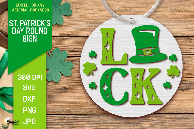 St. Patrick's Day SVG. Round Sign Laser Cut. Lucky Charm SVG SVG Evgenyia Guschina 