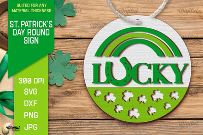 St. Patrick's Day SVG. Round Sign Laser Cut. Lucky Charms SVG SVG Evgenyia Guschina 