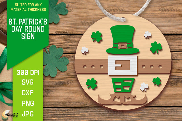 St. Patrick's Day SVG. Round Sign Laser Cut SVG Evgenyia Guschina 