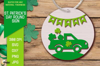 St. Patrick's Day SVG. Round Sign Laser Cut. Truck SVG SVG Evgenyia Guschina 
