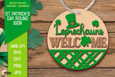 St. Patrick's Day SVG. Round Sign Laser Cut. Welcome SVG SVG Evgenyia Guschina 