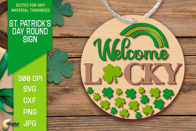 St. Patrick's Day SVG. Round Sign Laser Cut. Welcome SVG SVG Evgenyia Guschina 