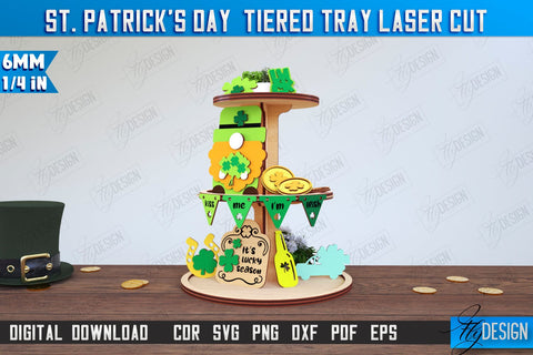 St. Patrick's Day Tiered Tray Bundle | Round Stand | Patrick's Day Signs | CNC Files SVG Fly Design 