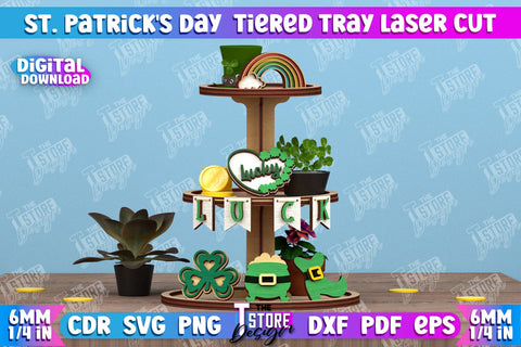 St. Patrick's Day Tiered Tray Bundle | Round Stand | Patrick's Day Signs | CNC Files SVG The T Store Design 