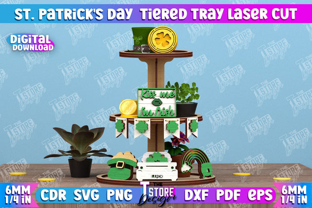 St. Patrick's Day Tiered Tray | Round Stand | Patrick's Day Signs | CNC File SVG The T Store Design 