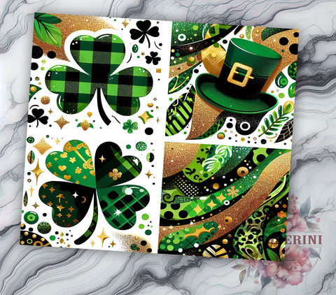 St. Patrick's Day Tumbler, Lucky Shamrock PNG, Leopard Print Glitter Tumbler, Holiday Drinkware, Shamrock Sublimation Design, Festive Tumbler Wrap, Unique St. Patty's Gift Sublimation Li Zamperini 