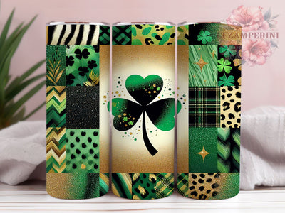 St. Patrick's Day Tumbler, Lucky Shamrock PNG, Leopard Print Glitter Tumbler, Holiday Drinkware, Shamrock Sublimation Design, Festive Tumbler Wrap, Unique St. Patty's Gift Sublimation Li Zamperini 