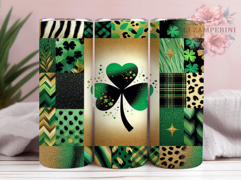 St. Patrick's Day Tumbler, Lucky Shamrock PNG, Leopard Print Glitter Tumbler, Holiday Drinkware, Shamrock Sublimation Design, Festive Tumbler Wrap, Unique St. Patty's Gift Sublimation Li Zamperini 