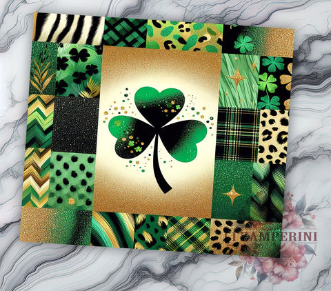 St. Patrick's Day Tumbler, Lucky Shamrock PNG, Leopard Print Glitter Tumbler, Holiday Drinkware, Shamrock Sublimation Design, Festive Tumbler Wrap, Unique St. Patty's Gift Sublimation Li Zamperini 