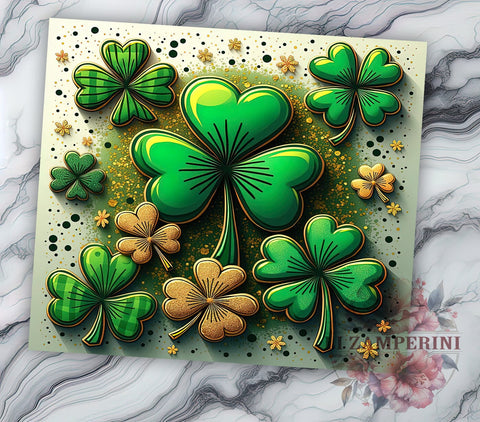 St. Patrick's Day Tumbler, Lucky Shamrock PNG, Leopard Print Glitter Tumbler, Holiday Drinkware, Shamrock Sublimation Design, Festive Tumbler Wrap, Unique St. Patty's Gift Sublimation Li Zamperini 