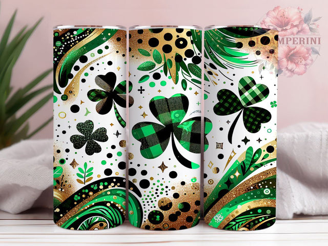 St. Patrick's Day Tumbler, Lucky Shamrock PNG, Leopard Print Glitter Tumbler, Holiday Drinkware, Shamrock Sublimation Design, Festive Tumbler Wrap, Unique St. Patty's Gift Sublimation Li Zamperini 