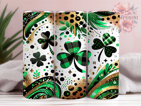 St. Patrick's Day Tumbler, Lucky Shamrock PNG, Leopard Print Glitter Tumbler, Holiday Drinkware, Shamrock Sublimation Design, Festive Tumbler Wrap, Unique St. Patty's Gift Sublimation Li Zamperini 