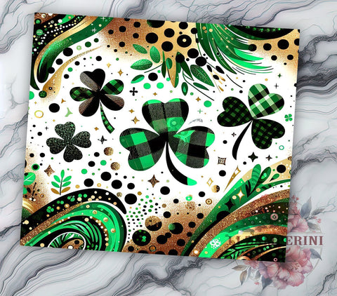 St. Patrick's Day Tumbler, Lucky Shamrock PNG, Leopard Print Glitter Tumbler, Holiday Drinkware, Shamrock Sublimation Design, Festive Tumbler Wrap, Unique St. Patty's Gift Sublimation Li Zamperini 