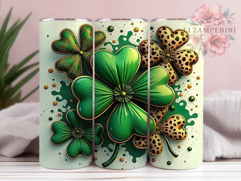 St. Patrick's Day Tumbler, Lucky Shamrock PNG, Leopard Print Glitter Tumbler, Holiday Drinkware, Shamrock Sublimation Design, Festive Tumbler Wrap, Unique St. Patty's Gift Sublimation Li Zamperini 