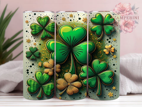 St. Patrick's Day Tumbler, Lucky Shamrock PNG, Leopard Print Glitter Tumbler, Holiday Drinkware, Shamrock Sublimation Design, Festive Tumbler Wrap, Unique St. Patty's Gift Sublimation Li Zamperini 