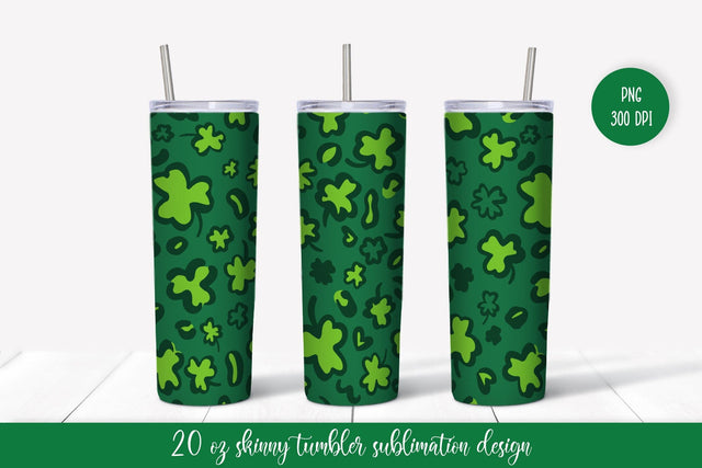 St. Patricks Day Tumbler Sublimation. Green Clover Leopard Sublimation LaBelezoka 