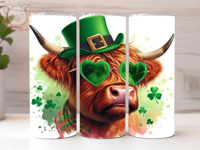 St Patrick's Day Tumbler Wrap 20oz Skinny Tumbler, Highland Cow Tumbler Png, St Patrick's PNG Downloads, 20oz Tumbler Png, Sublimation Design, Digital, Digital Download PNG Sublimation Lara' s Designs 