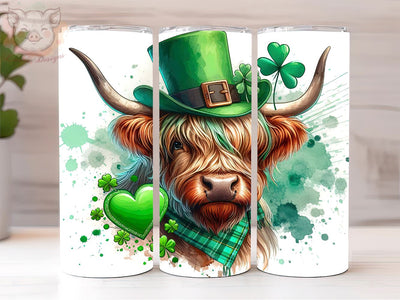 St Patrick's Day Tumbler Wrap 20oz Skinny Tumbler, Highland Cow Tumbler Png, St Patrick's PNG Downloads, 20oz Tumbler Png, Sublimation Design, Digital, Digital Download PNG Sublimation Lara' s Designs 