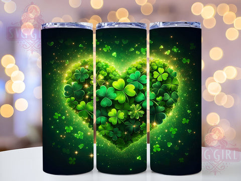 St. Patrick's Day Tumbler Wrap, Clover Design Tumbler, 20oz Sublimation Wrap, Digital Download Tumbler, Irish Gift, Shamrock Tumbler Design, Unique Drinkware, Festive Tumbler Art Sublimation SvggirlplusArt 