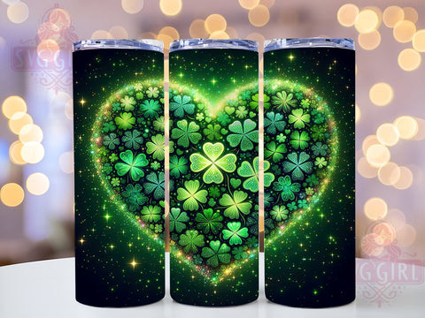 St. Patrick's Day Tumbler Wrap, Clover Design Tumbler, 20oz Sublimation Wrap, Digital Download Tumbler, Irish Gift, Shamrock Tumbler Design, Unique Drinkware, Festive Tumbler Art Sublimation SvggirlplusArt 