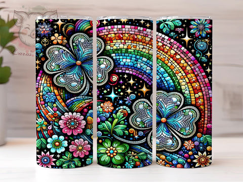 St. Patrick's Day Tumbler Wrap, Diamond Shamrock Design, Clover Tumbler Wrap, 20oz Sublimation Wrap, Irish Holiday Drinkware, Digital Download Tumbler, Festive Shamrock Art Sublimation Lara' s Designs 