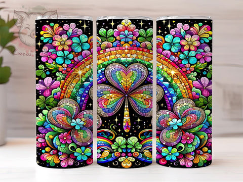 St. Patrick's Day Tumbler Wrap, Diamond Shamrock Design, Clover Tumbler Wrap, 20oz Sublimation Wrap, Irish Holiday Drinkware, Digital Download Tumbler, Festive Shamrock Art Sublimation Lara' s Designs 