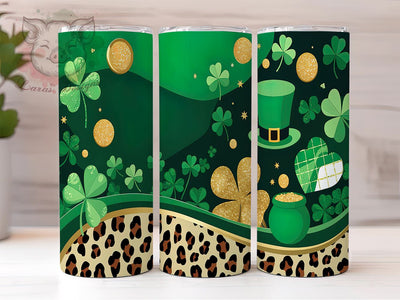 St. Patrick's Day Tumbler Wrap, Glitter Leopard Shamrock Design, Lucky Clover Tumbler Wrap, 20oz Sublimation Wrap, Irish Holiday Drinkware, Digital Download Tumbler Sublimation Lara' s Designs 