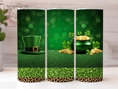 St. Patrick's Day Tumbler Wrap, Glitter Leopard Shamrock Design, Lucky Clover Tumbler Wrap, 20oz Sublimation Wrap, Irish Holiday Drinkware, Digital Download Tumbler Sublimation Lara' s Designs 
