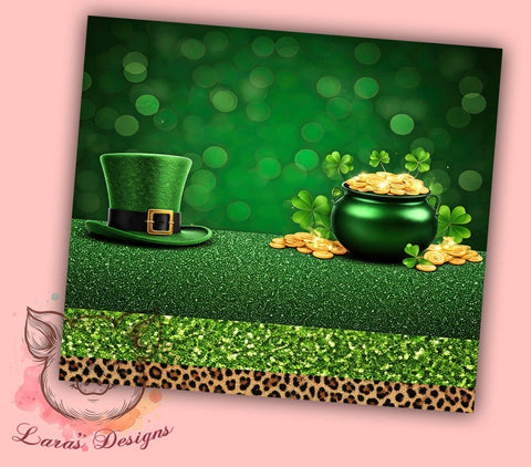 St. Patrick's Day Tumbler Wrap, Glitter Leopard Shamrock Design, Lucky Clover Tumbler Wrap, 20oz Sublimation Wrap, Irish Holiday Drinkware, Digital Download Tumbler Sublimation Lara' s Designs 