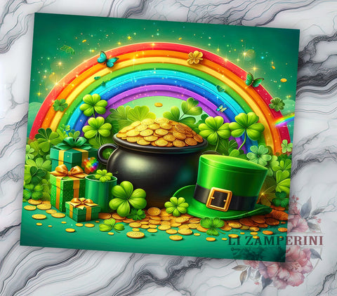 St. Patrick's Day Tumbler Wrap, Lucky Clover Design, Shamrock Tumbler Wrap, 20oz Sublimation Wrap, Irish Holiday Drinkware, Digital Download Tumbler, Clover Art, Festive St. Sublimation Li Zamperini 