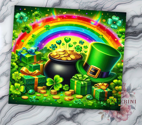 St. Patrick's Day Tumbler Wrap, Lucky Clover Design, Shamrock Tumbler Wrap, 20oz Sublimation Wrap, Irish Holiday Drinkware, Digital Download Tumbler, Clover Art, Festive St. Sublimation Li Zamperini 