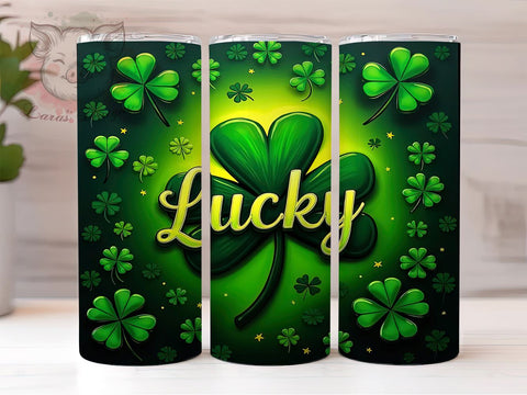 St. Patrick's Day Tumbler Wrap, Lucky Clover Design, Shamrock Tumbler Wrap, 20oz Sublimation Wrap, Irish Holiday Drinkware, Digital Download Tumbler, Clover Art Sublimation Lara' s Designs 