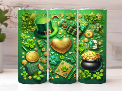 St. Patrick's Day Tumbler Wrap, Lucky Clover Design, Shamrock Tumbler Wrap, 20oz Sublimation Wrap, Irish Holiday Drinkware, Digital Download Tumbler, Clover Art Sublimation Lara' s Designs 