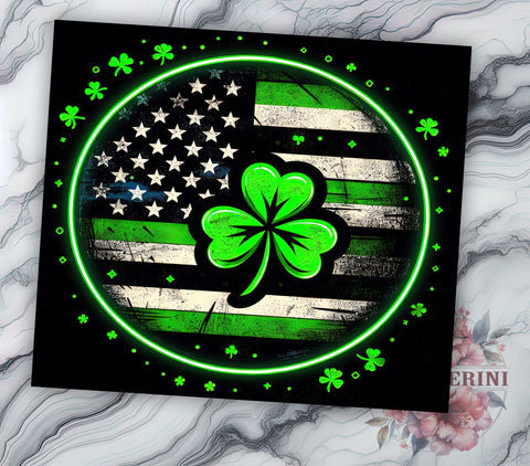 St. Patrick's Day Tumbler Wrap, Lucky Shamrock Clover Design, American Flag Tumbler Wrap, 20oz Sublimation Wrap, Irish Holiday Drinkware, Digital Download Tumbler Sublimation Li Zamperini 