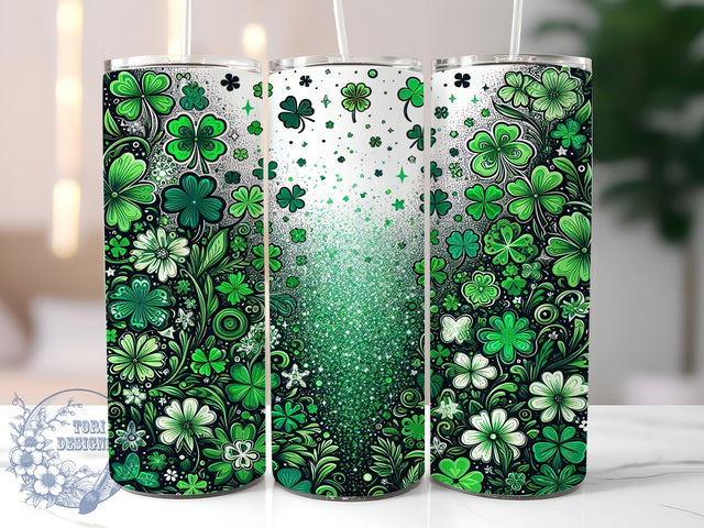 St. Patrick's Day Tumbler Wrap, Lucky Shamrock Tumbler, Clover Design Tumbler, 20oz Sublimation Wrap, Digital Download Tumbler, Irish Holiday Drinkware, Unique Lucky Tumbler Art Sublimation ToriDesigns 