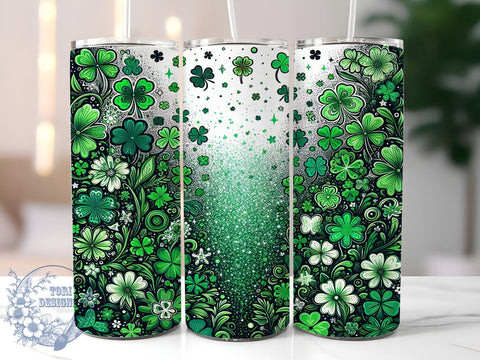 St. Patrick's Day Tumbler Wrap, Lucky Shamrock Tumbler, Clover Design Tumbler, 20oz Sublimation Wrap, Digital Download Tumbler, Irish Holiday Drinkware, Unique Lucky Tumbler Art Sublimation ToriDesigns 